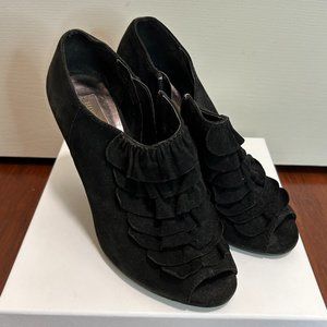 Hive and Honey black suede ruffled booties - size 7